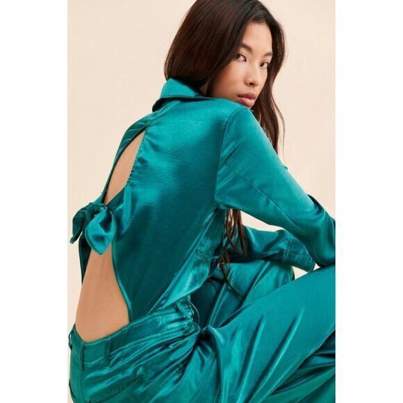 Free People Night Like This One-Piece Jumpsuit in green, size L - Picture 3 of 16